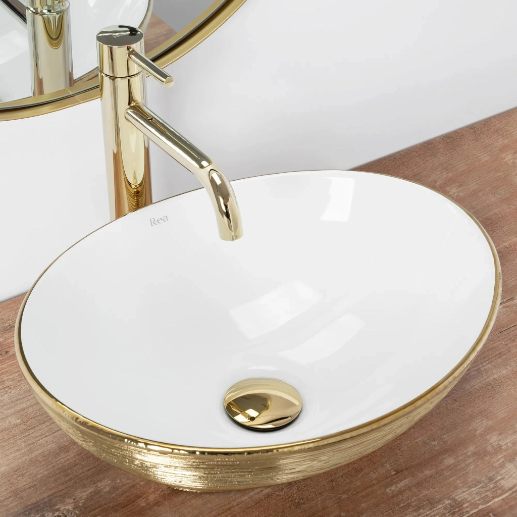 Lavabo Da Appoggio Rea Sofia Brush Gold