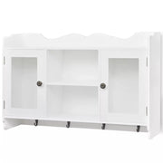 Vetrina/mobiletto da parete con ripiano per libri/DVD/vetro in MDF bianco 2702115/2