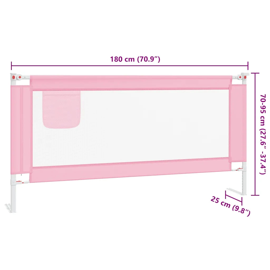 Sponda Letto di Sicurezza per Bambini Rosa 180x25 cm Tessuto 10204