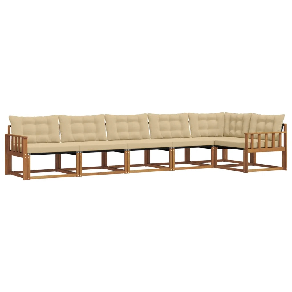 Set di divani da esterno con cuscino 6 pcs Naturale e Beige