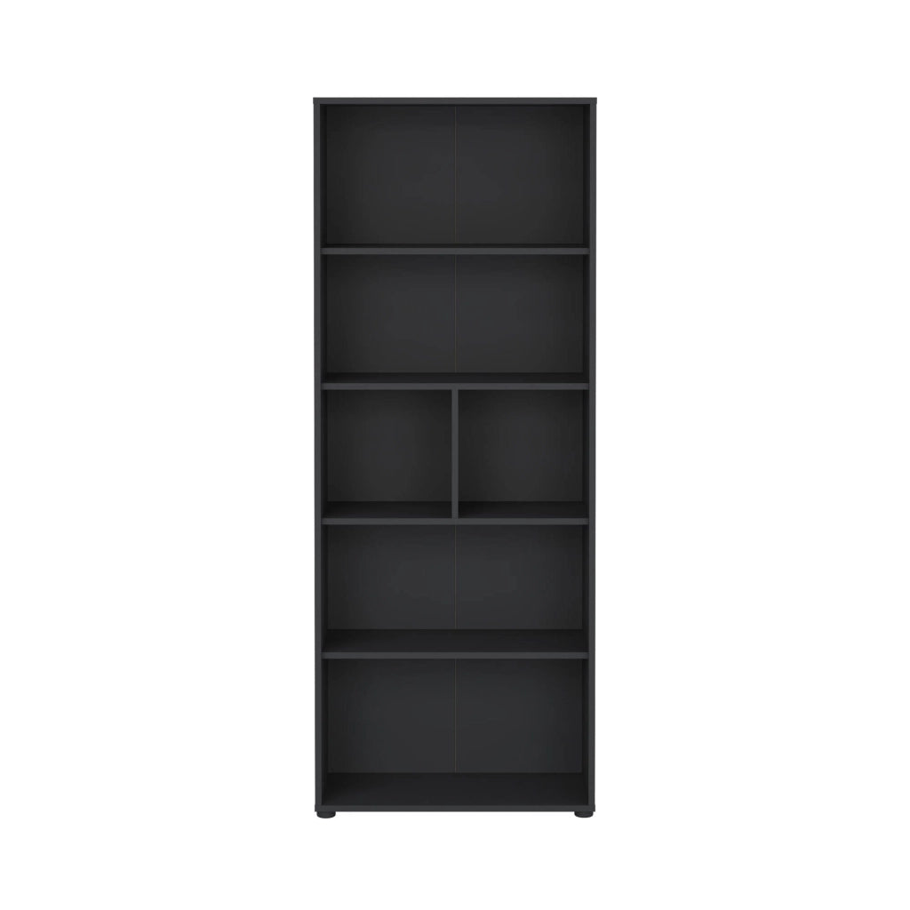 Libreria Penh, Scaffale da ufficio, Mobile portalibri, Biblioteca, 80x34 h205 cm, Grigio