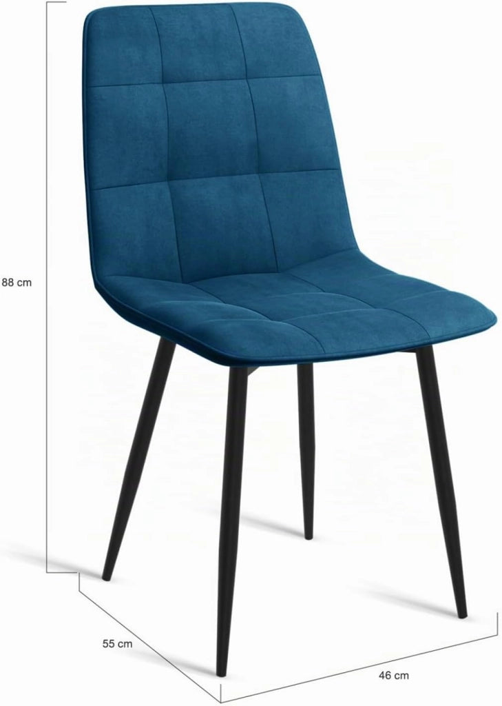 Set di 6 sedie da pranzo in velluto blu MILA