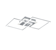 Plafoniera LED doppio quadrato, metallo, alluminio, L 57 cm, Venida