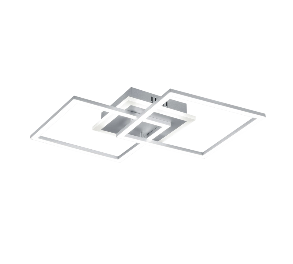 Plafoniera LED doppio quadrato, metallo, alluminio, L 57 cm, Venida