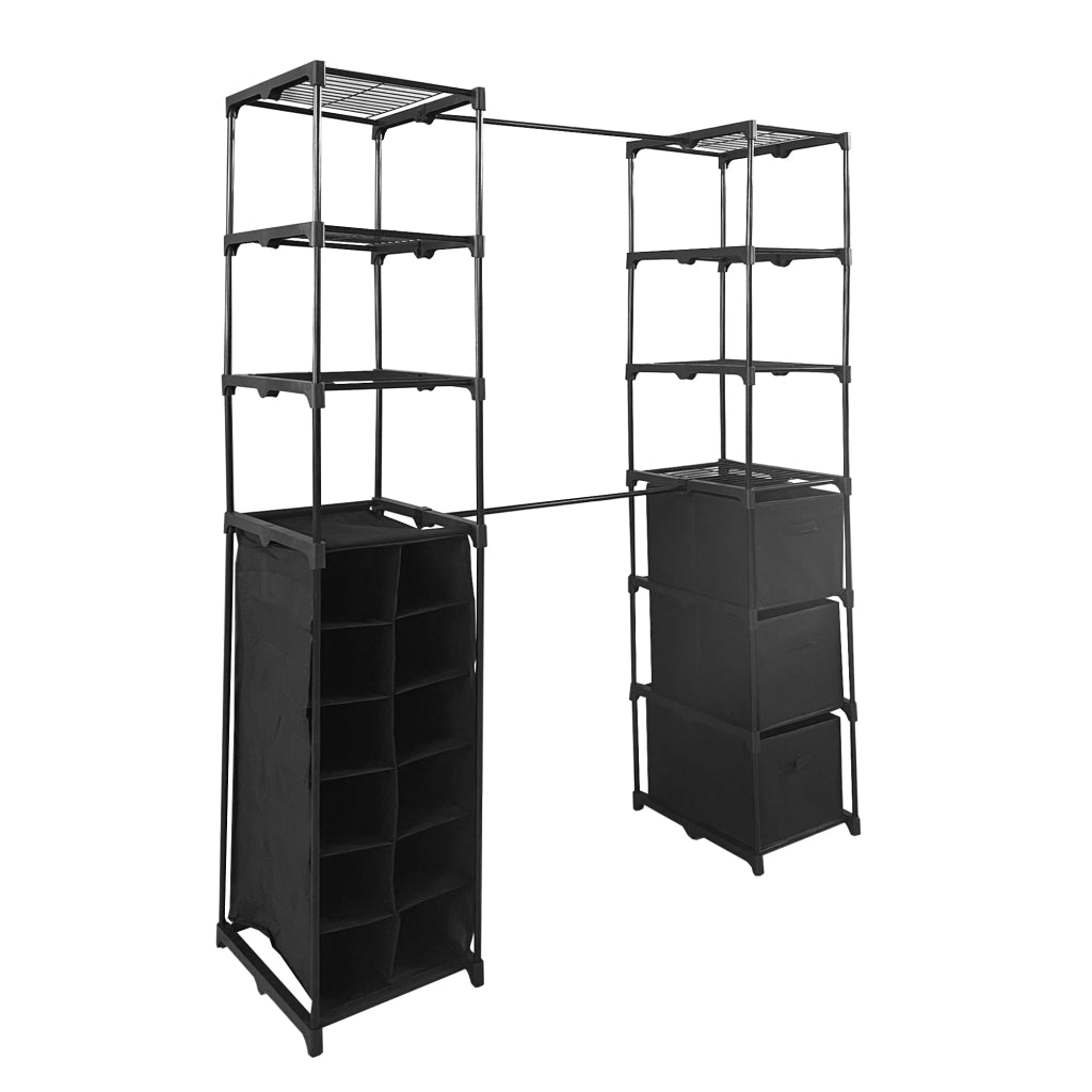 Appendiabiti Nyana Home | Organizzatore per abiti | 12 ripiani | 2 appendiabiti multi-altezza | 158 x 50 x 207 cm