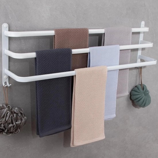 Telaio di Attacco per Parete con Ganci - Alluminio - 3 Strati - 80cm - Bianco