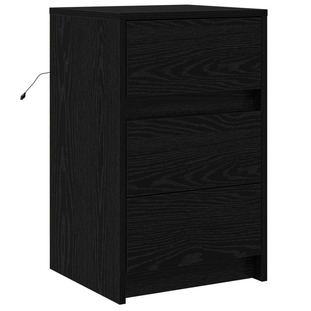 Comodino | Armadio da Notte | Mobiletto da notte Rovere Nero 38 x 34 x 61 cm Legno multistrato
