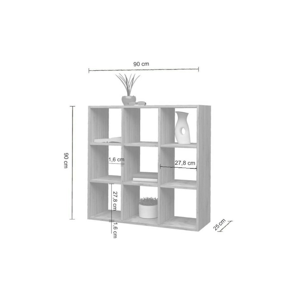 Libreria Acquaro, Mobile con ripiani, Biblioteca da ufficio, 100% Made in Italy, Rovere, cm 90x25h90