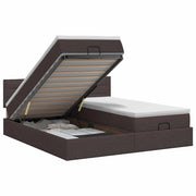 Letto ottomano con materasso 2 pcs Marrone Scuro Tessuto 3456680