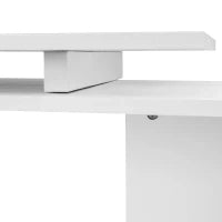 Scrivania Moderna, Angolare e Girevole con Libreria, Tavolo da Pranzo in Truciolato Bianco, 140x120x78 cm