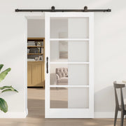 Porta scorrevole con set di accessori 'ORKDAL'in legno massello bianco e vetro