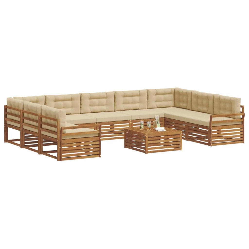 Set di divani da esterno con cuscino 10 pcs Naturale e Beige 3374173