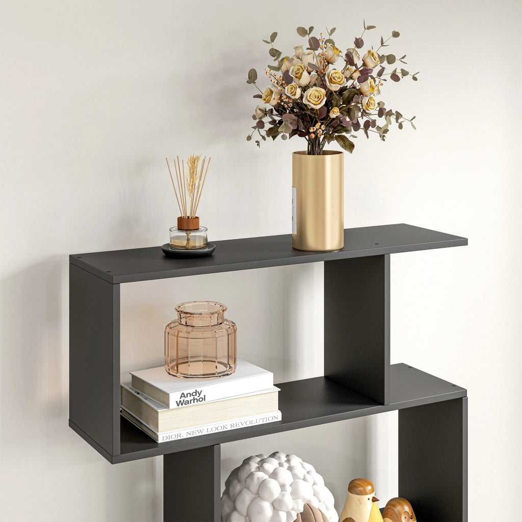 Libreria a Zig Zag Design Contemporaneo ¨C Zephmum ¨C 6 Ripiani 80x23x192 cm Nero