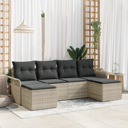 Set di divani da giardino con cuscini Grigio chiaro Polyrattan
