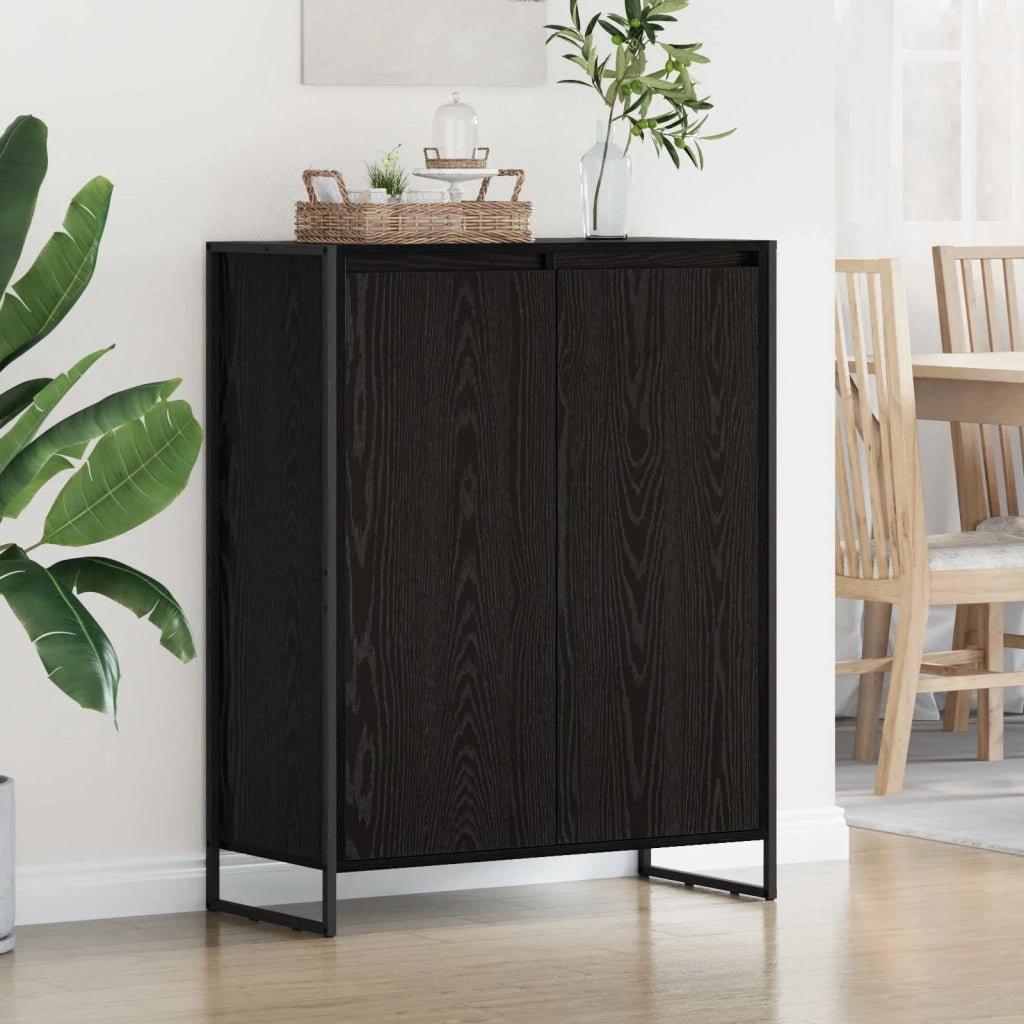 Mobile per scarpe con porta Rovere Nero 79 x 36 x 100 cm