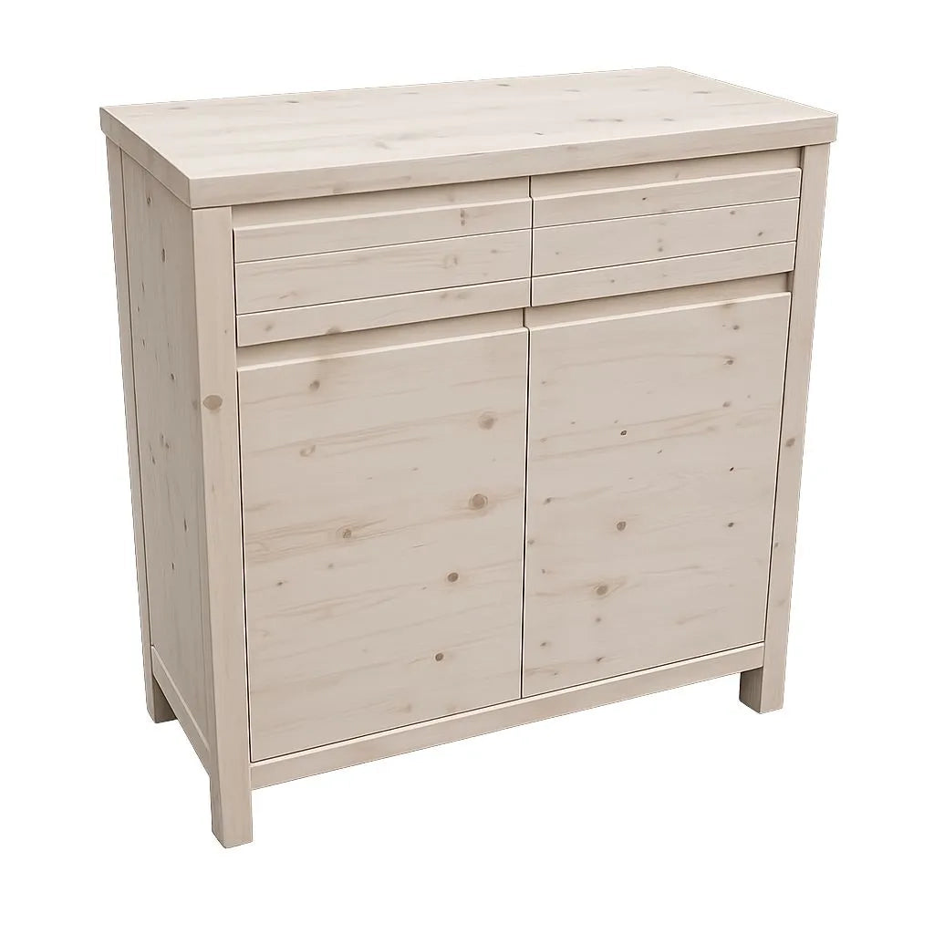 Credenza 2 porte 2 cassetti legno massello di abete grezzo 104x50x95 (3312) - Mobili 2G