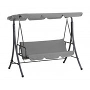 Trade Shop - Dondolo Letto Da Giardino 3 Posti Con Tettuccio Parasole Orientabile Struttura In Acciaio - Grigio