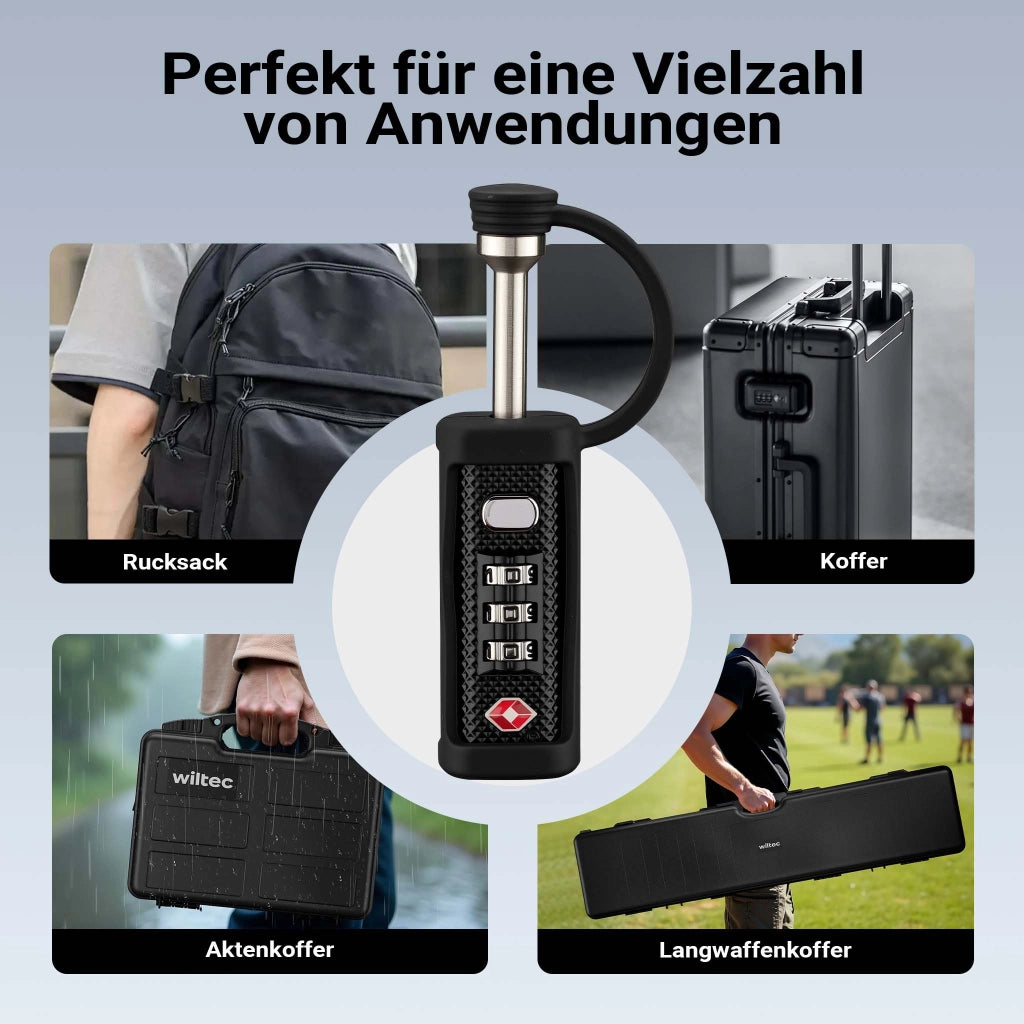 Set di 4x Lucchetto tsa a combinazione con 3 cifre, serratura per valigie, custodie e valigette porta armi, chiusura di sicurezza, 4 pezzi