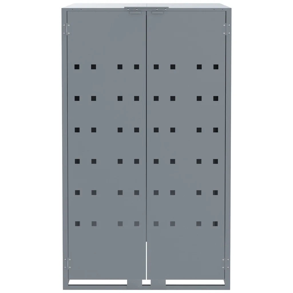 Copribidone con Ruote per 6 Bidoni Grigio 414x79x117cm Acciaio