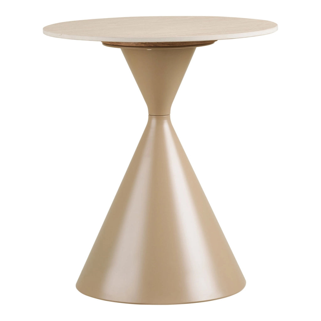 Tavolino d'appoggio Annecy in ceramica effetto travertino e acciaio ø50×56 cm
