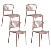 Set di 4 sedie da pranzo in plastica marrone per interni ed esterni impilabili in stile minimalista