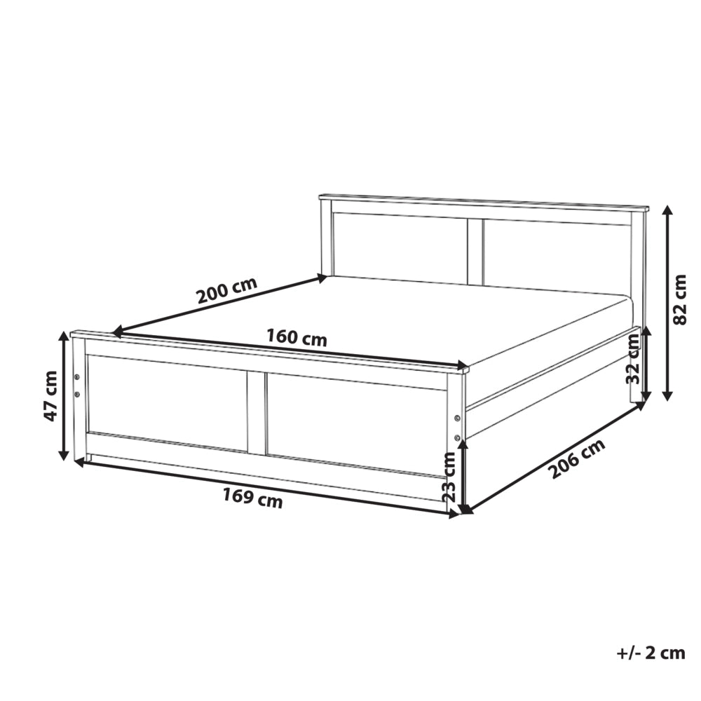 Letto matrimoniale in legno naturale marrone chiaro 160 x 200 cm con testiera in stile scandinavo