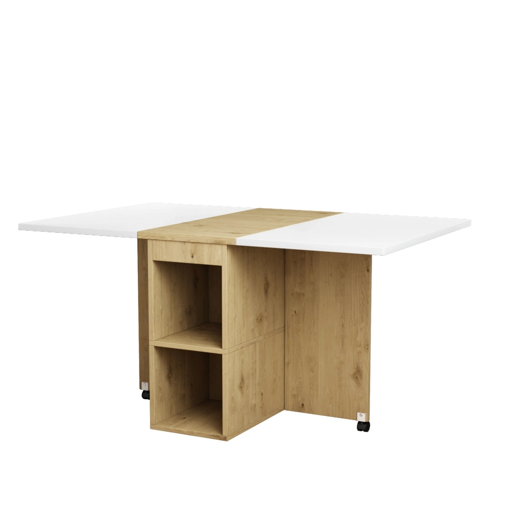 Set tavolo da pranzo pieghevole con 4 sedie bianco e rovere