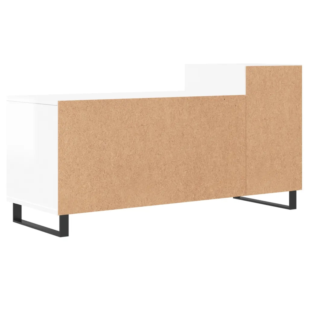 Mobile Porta TV-Mobile per TV-Credenza TV Bianco Lucido 100x35x55 cm in Legno Multistrato 800756