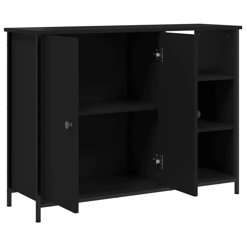Credenza Nera 100x33x75 cm in Legno Multistrato 835549