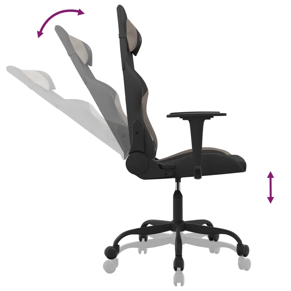 Sedia da Gaming | Sedia da e-sports Nero e Tortora in Tessuto