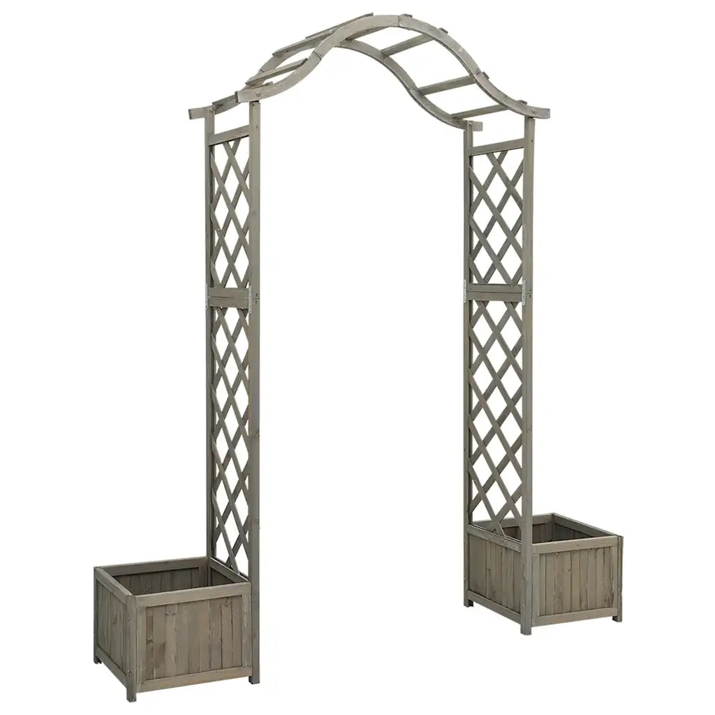 Pergola da Giardino con Fioriera Grigio Legno Massello di Abetecod mxl 73115
