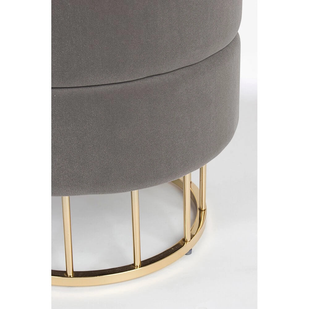 Pouf Contenitore Rotondo in Velluto con Base Dorata - SERENA
