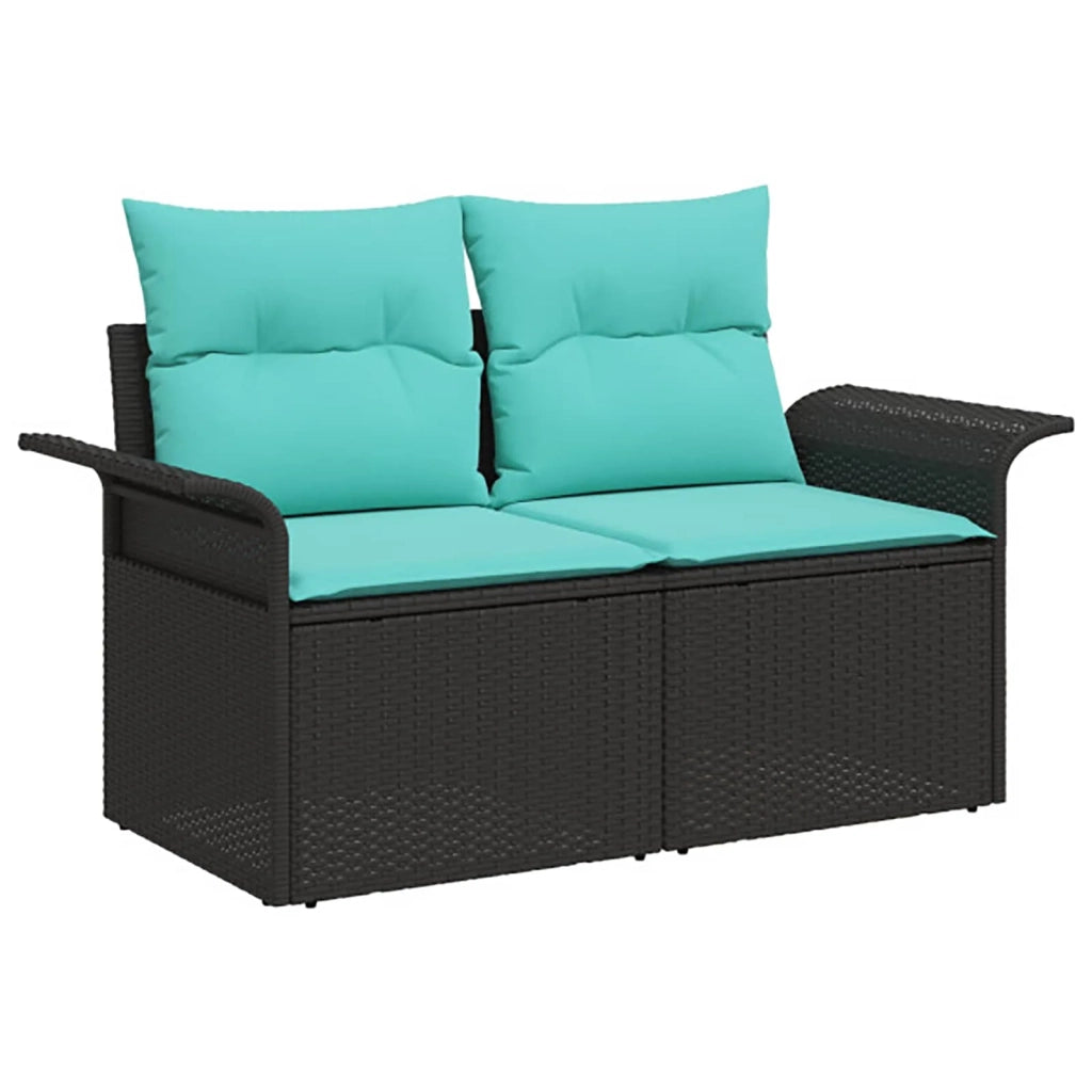 Set di divani 6 pz 4-Numero di posti Nero e Blu 3447075