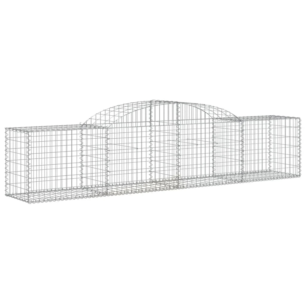 Cestini gabbioni recinzione a gabbia muro di contenimento ad arco 10 pezzi 300 x 50 x 60/80 cm ferro zincato argento 02_0040268