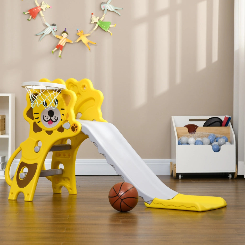 Letto a Soppalco per Bambini con Scivolo e Scala ¨C Zephmum ¨C Giallo Grigio 131x50x74cm
