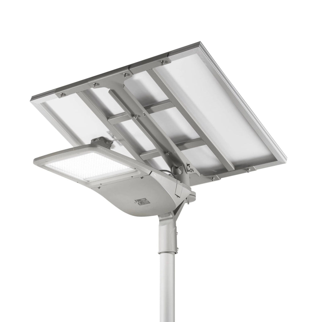 FARO SOLARE STRADALE LED FEBO SILVER 40W 6800LM 4000K IP66 PANNELLO SOLARE 62,568X25,3X29,99CM