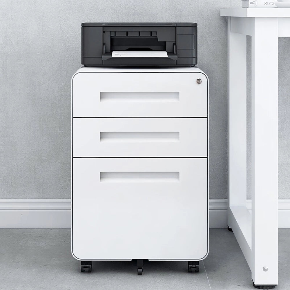 Armoire a dossiers mobile - Xylo - 3 cassetti 5 ruote - Bianco resistente umidita