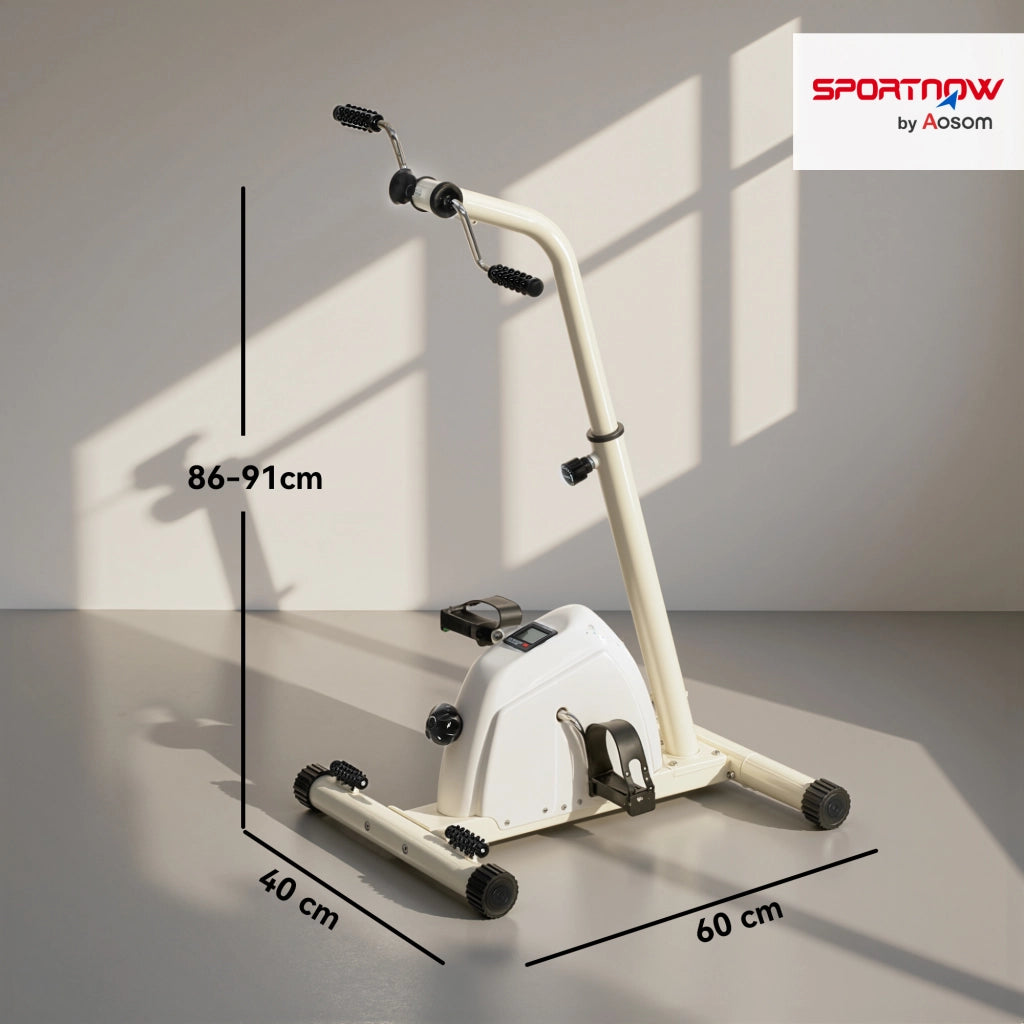 Cyclette per Riabilitazione Braccia e Gambe con Altezza e Resistenza Regolabili Display LCD Bianco
