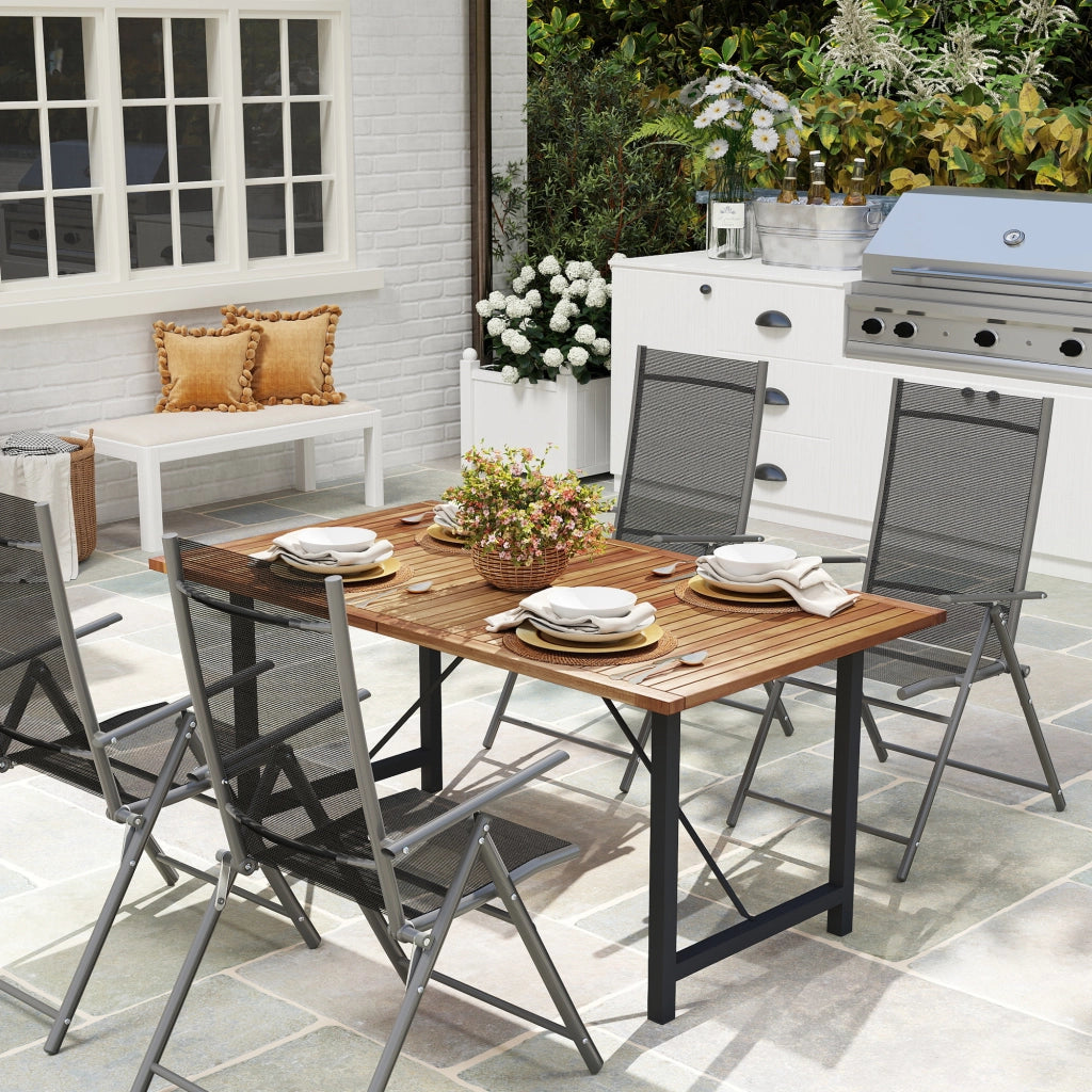 Tavolo da pranzo da giardino in legno di acacia e acciaio ¨C zephmum ¨C teak 160x90 cm