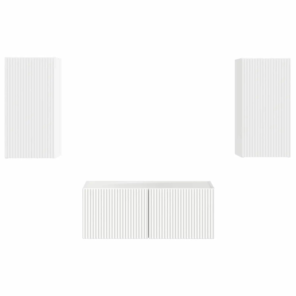 Set mobile TV Montaggio a parete 2 pcs Bianco Legno multistrato