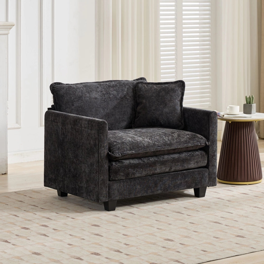 Divano Cloud a singolo posto - Zephmum- Moderno, imbottitura doppio strato, tessuto chenille traspirante, nero