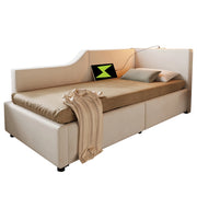 Letto a Divanetto 90 x 200 cm con Contenitore; USB; Type-C e Lampada da Lettura - Beige
