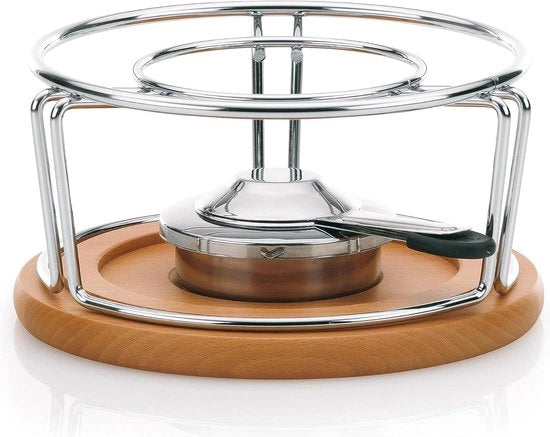 Set per fonduta, acciaio inossidabile/abete, naturale