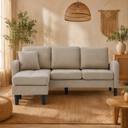 Divano angolare modulare a L con chaise longue 166 x 118 x 77 cm; tessuto corda marrone grigio