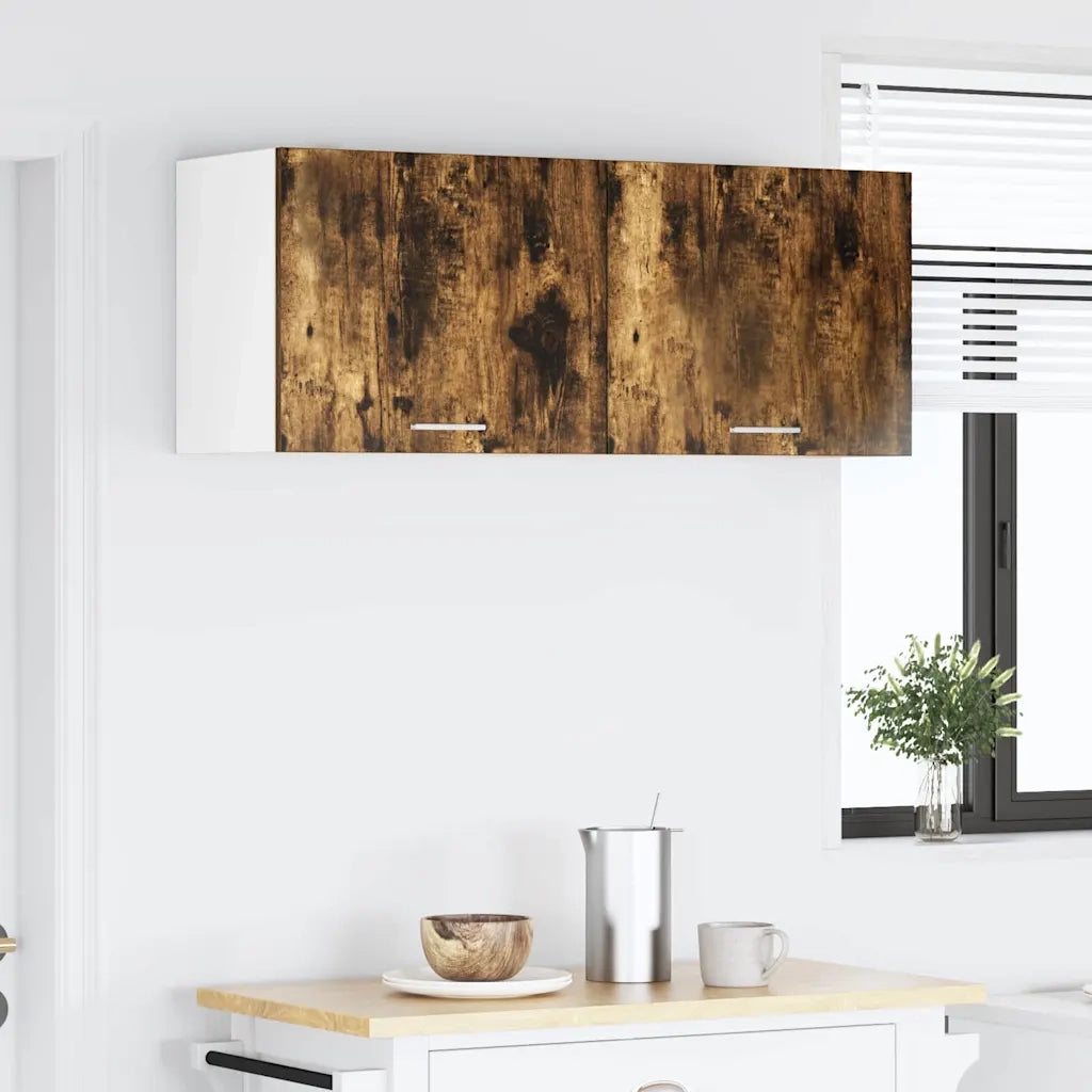 Armadio pensile con porta 2 pcs Rovere Affumicato e Bianco