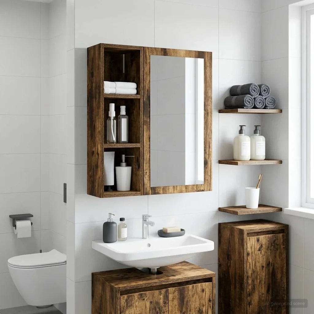 Armadio da bagno a muro Quercia Affumicata 20 x 16 x 62,5 cm 889307