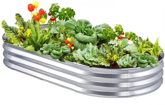 Vaso per Piante Elevato - Vaso per Fiori - Acciaio Inox - Argento - 180x90x30cm - Inclusi Accessori