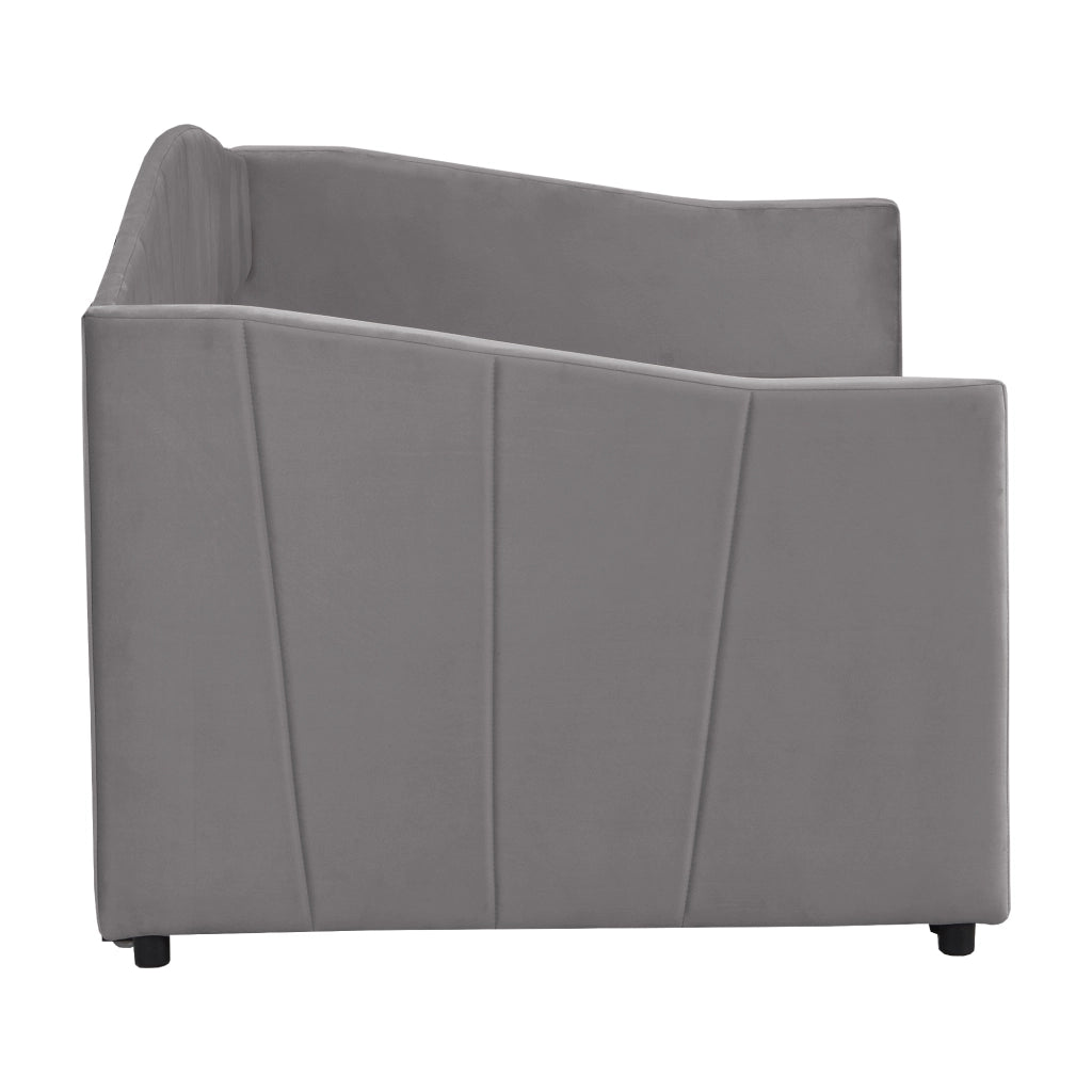 DIVANO LETTO Estraibile 90/180x200 cm Velluto Grigio con rete a doghe