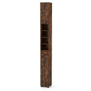Armadio da bagno alto-Mobiletto da bagno slim con 1 cassetto di stoccaggio, Armadio da bagno 5 ripiani regolabili struttura antiscivolo Marrone