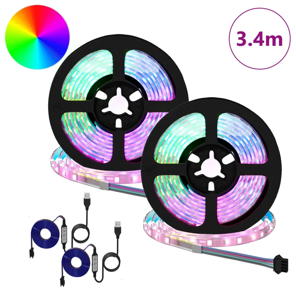 Set di 4 strisce LED moderne 170 x 0,8 x 0,3 cm atmosfera accogliente uso interno plastica nera 02_0056341